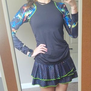 Lucky in Love Women's Retro Black Long Sleeve Tennis Set Size S/M